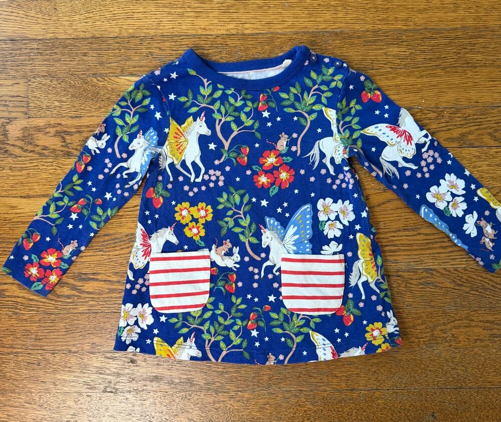 Mini Boden Girls' Pegasus Whimsical Pocket Dress Size 18-24M